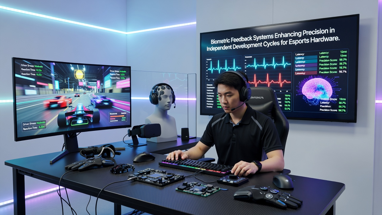 Detailed view of software dashboard displaying synchronized biometric streams alongside hardware performance logs from an independent esports testing session