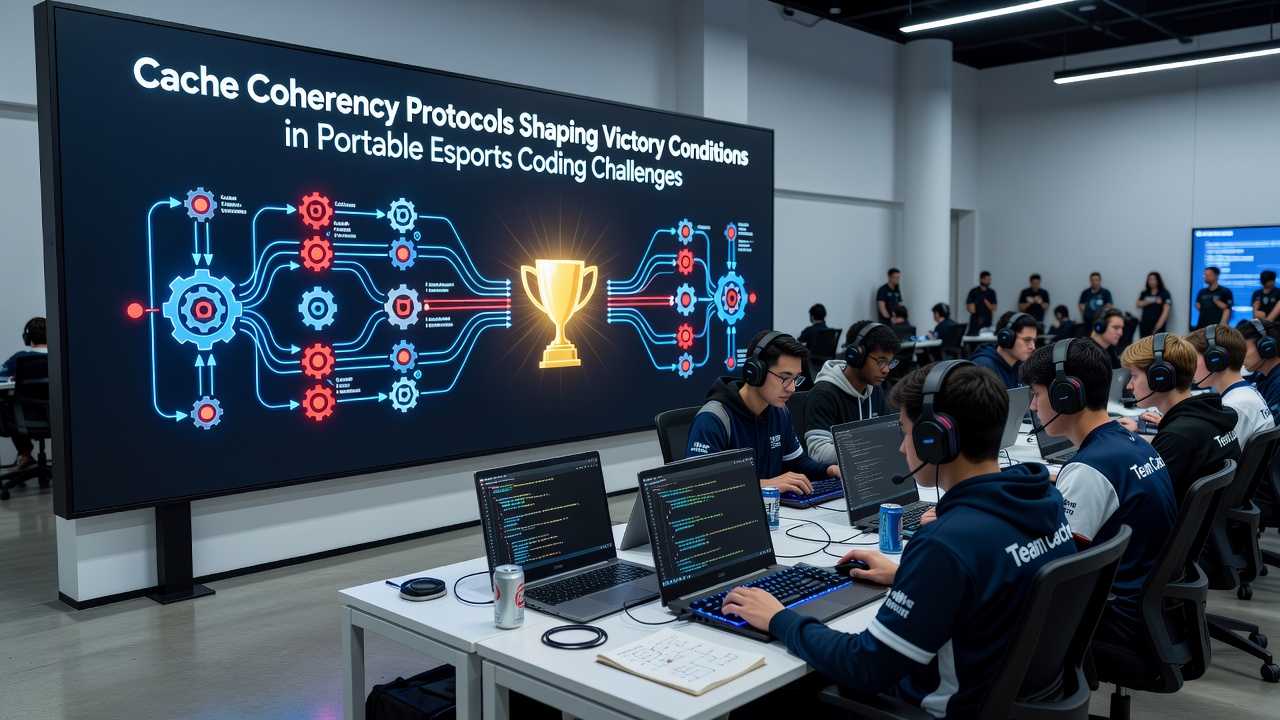 Team analyzing coherence protocol logs on portable esports hardware