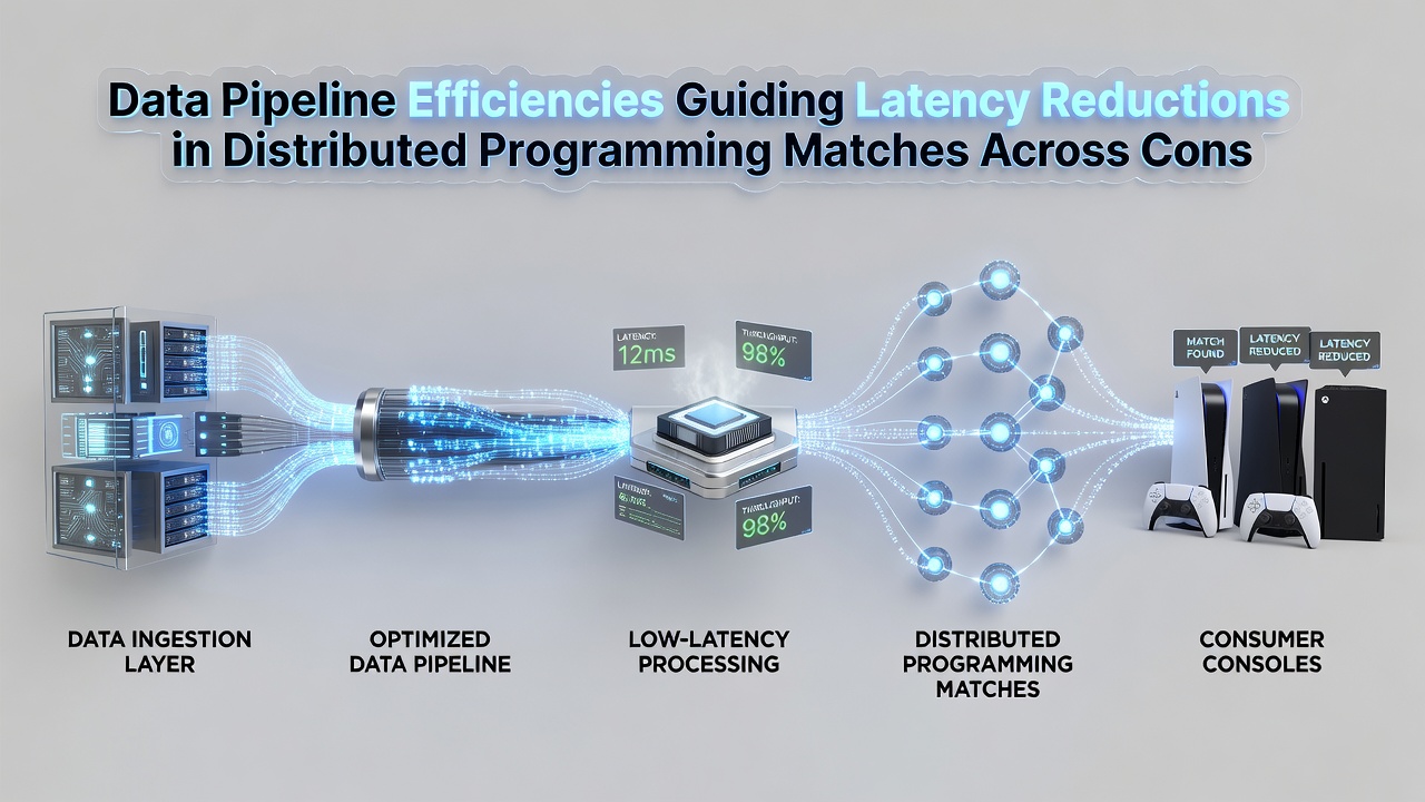 Close-up view of latency reduction metrics displayed on tablets and laptops during a live distributed programming competition