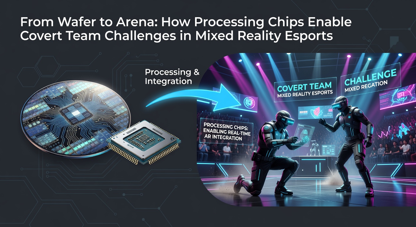 Mixed reality esports arena with players using chip-enabled headsets during a team challenge
