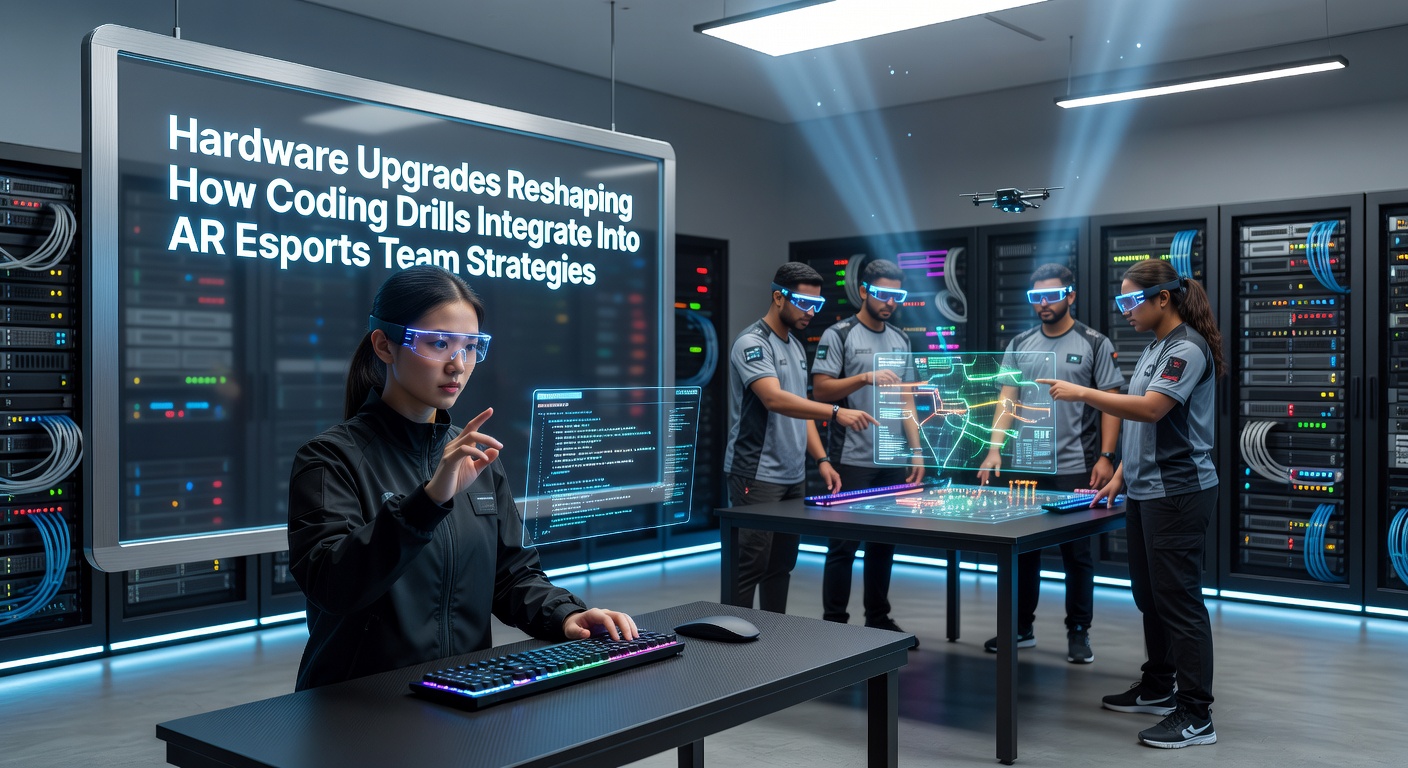 Advanced AR headset hardware components integrated with processing units for esports training environments