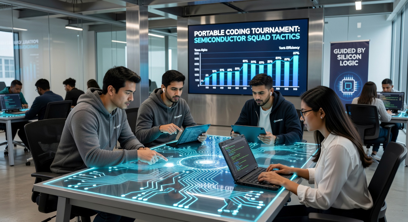 Portable devices connected through semiconductor pathways during a squad coding session